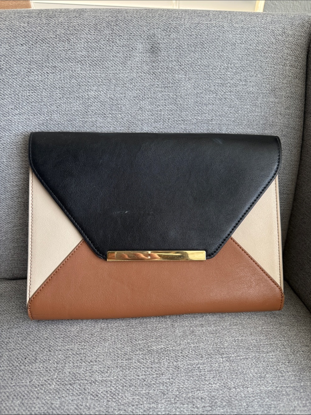 Express Envelope Clutch - Black, Cream & Brown